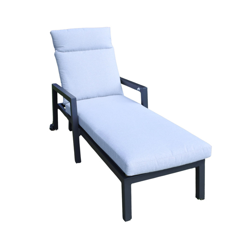 Set Di 2 Lettini Pieghevoli Oviala Santiago – Struttura In Alluminio, Seduta In Textilene – Antracite – 4 Posizioni Schienale - 3