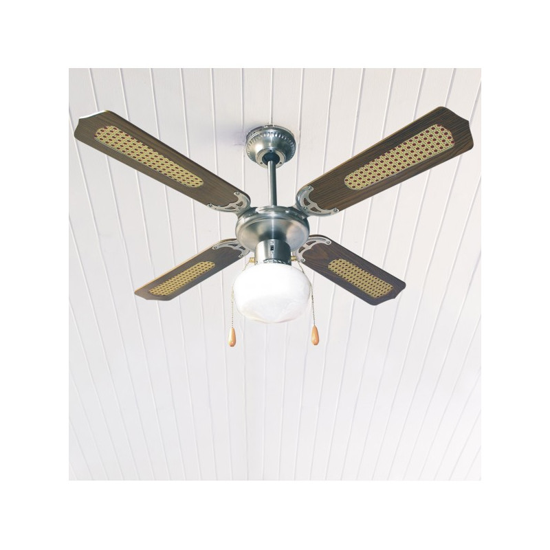 MARGHERITA Ventilatore A Soffitto Da 107 Cm, 6 Pale Effetto Legno Con Luce 60W, Design Classico