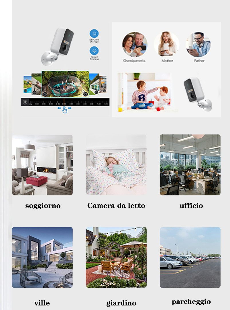 Telecamera Fanxiang 2K QHD Wireless – Rotazione 300°, Batteria Lunga Durata, IP65 E PIR