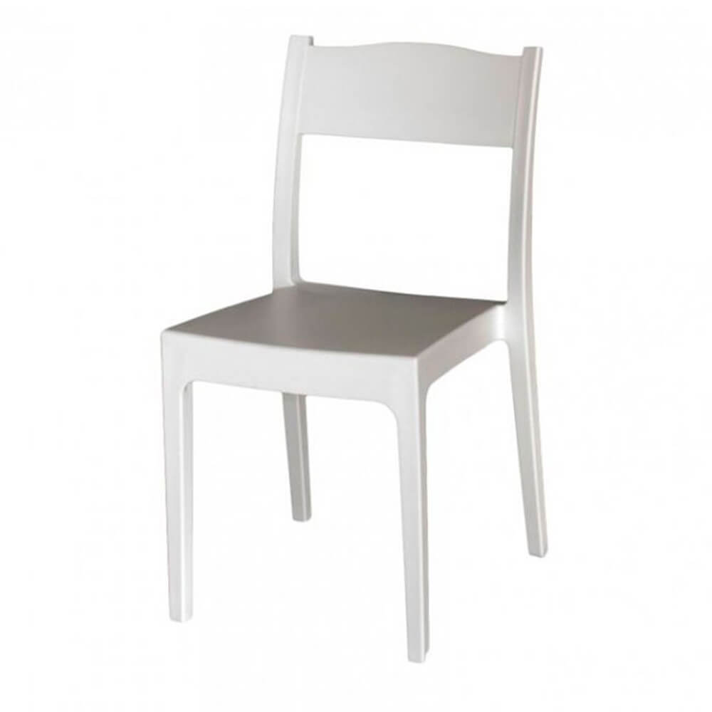 Sedia Selene In Resina Bianca Simil Rattan - 55x46x85cm, Impilabile