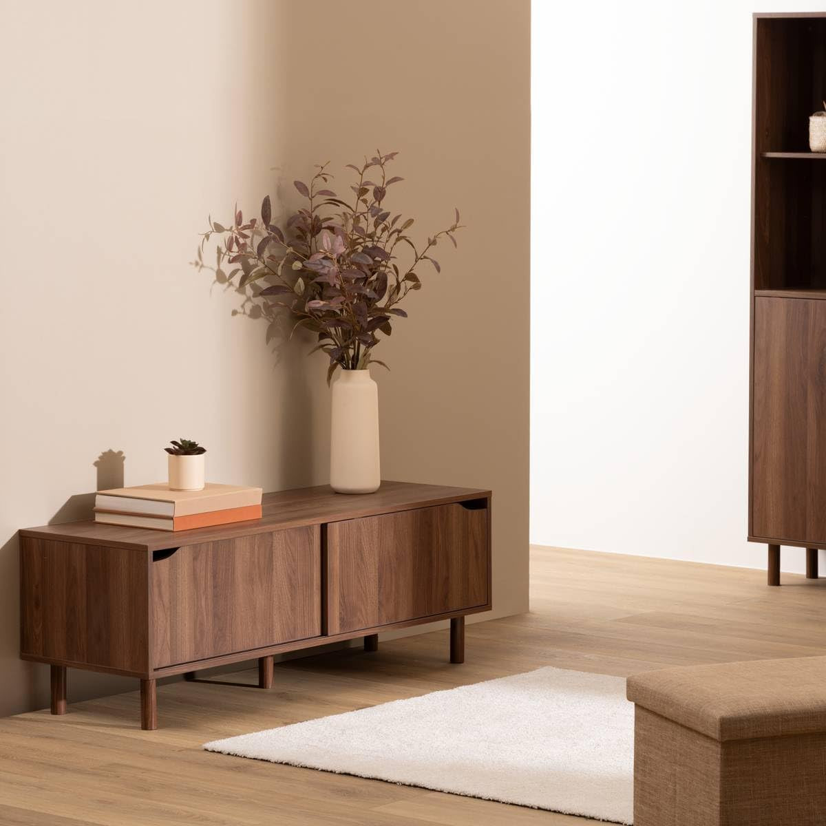 Mobile TV Trironsun In Legno Marrone - Carrello TV Su Ruote Con Antiribaltamento, Perfetto Per Soggiorno E Ufficio - 3