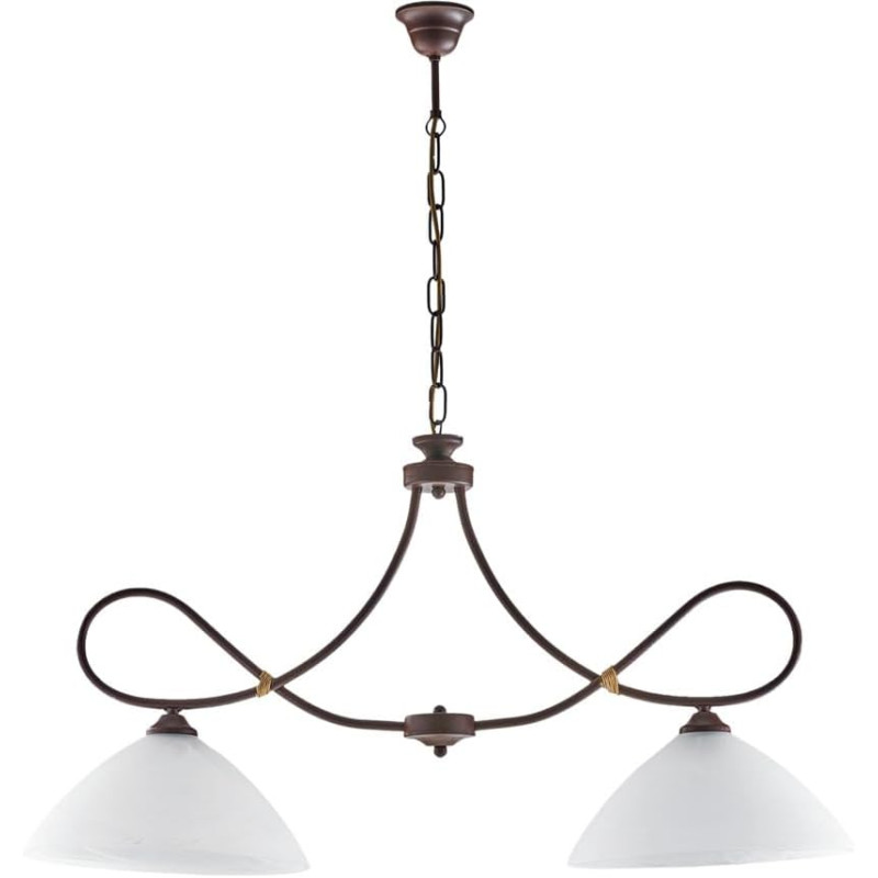 Lampadario Bilanciere In Ferro Battuto Ruggine 2 Luci URSO STORE – Made In Italy Per Cucina E Sala Da Pranzo