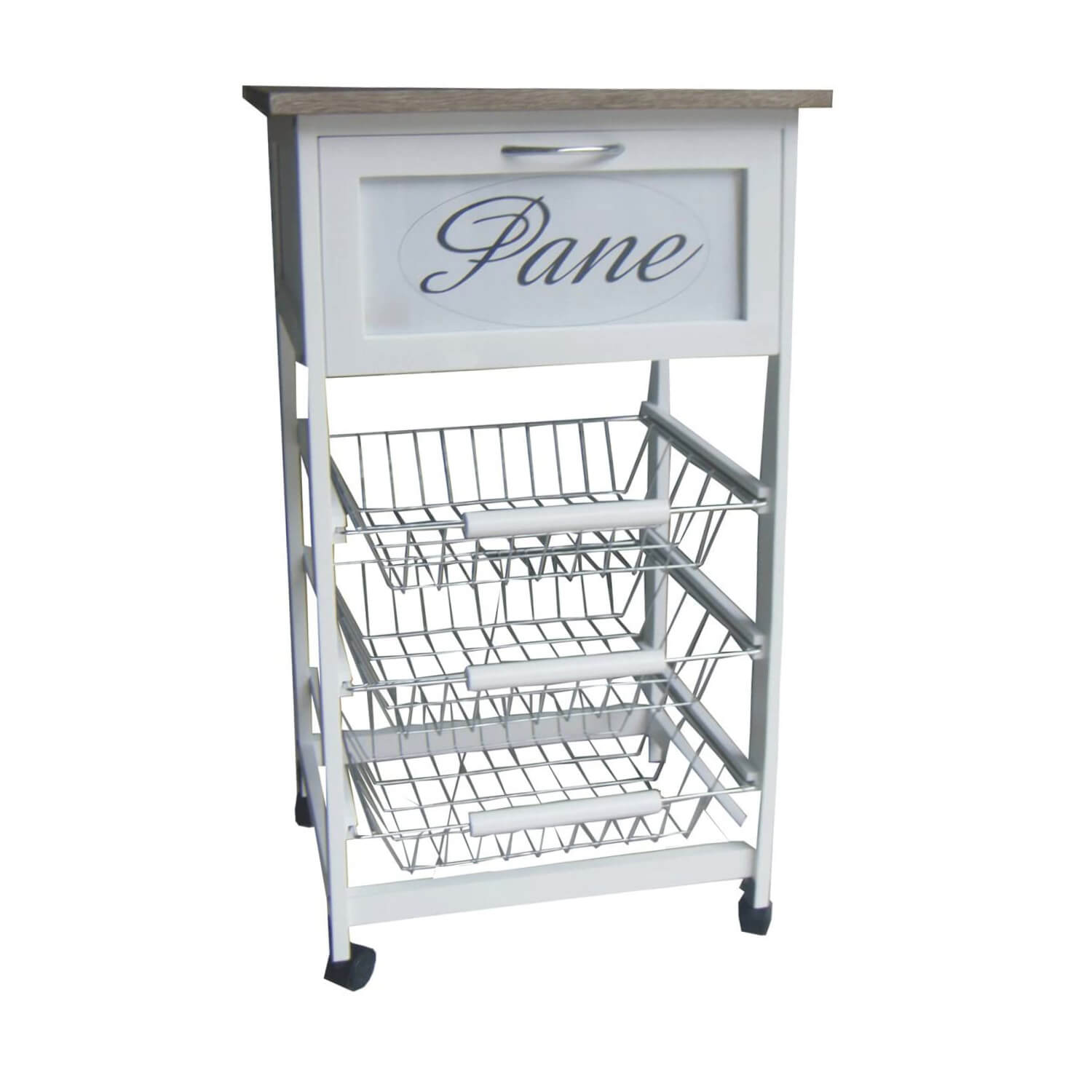 CARRELLO 3 CESTI CM.47X37X85 BIANCO