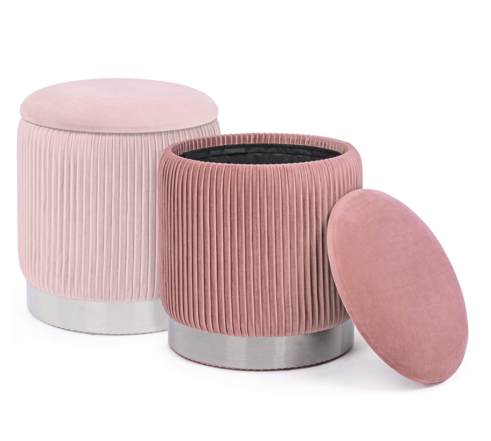 POUF CONTENITORE MIRA VELLUTO ROSA