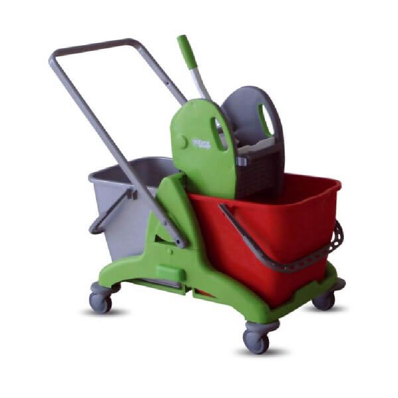 Carrello Pulizie Con Doppia Vasca Da 17L - Include 200 Guanti TPE E Portasacchi